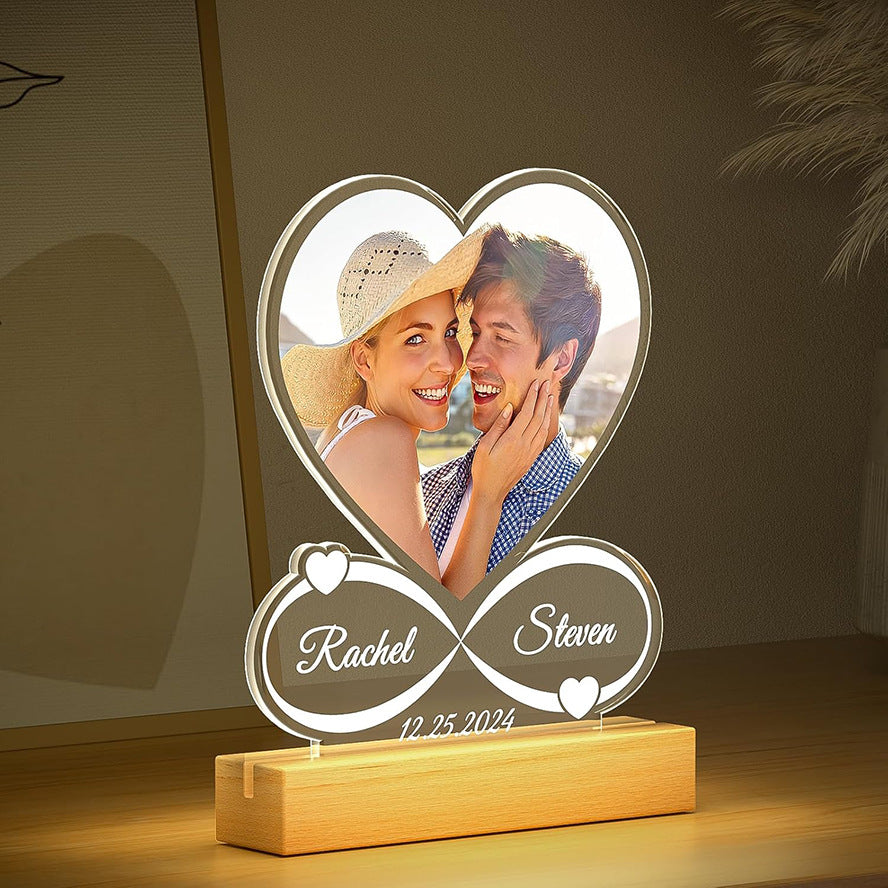 Personalized Acrylic Photo Night Light – Elegant Valentine’s Day Gift for Couples