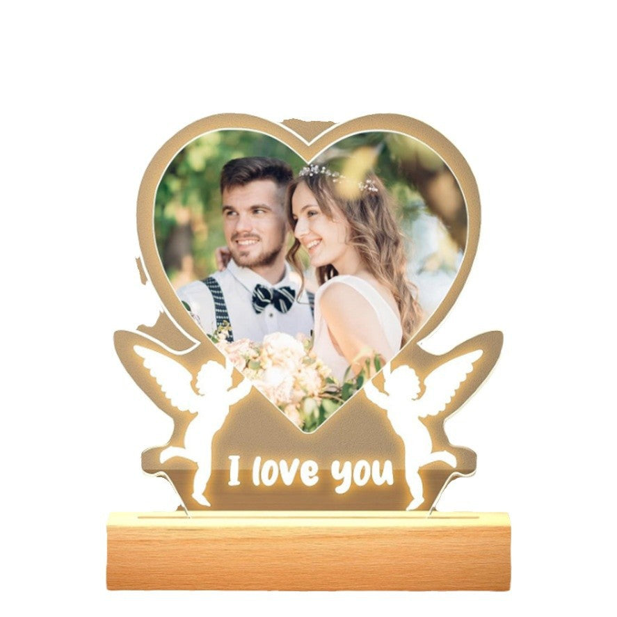 Personalized Acrylic Photo Night Light – Elegant Valentine’s Day Gift for Couples